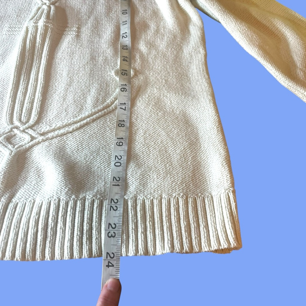 Women’s Talbots Anchor Cotton Sweater, Petite M, Off White - Picture 12 of 14